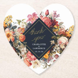 Thak You Wedding  sinaasappel bloem ontwerp Kartonnen Onderzetters
