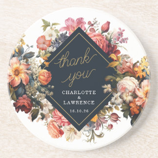 Thak You Wedding  sinaasappel floral design Zandsteen Onderzetter