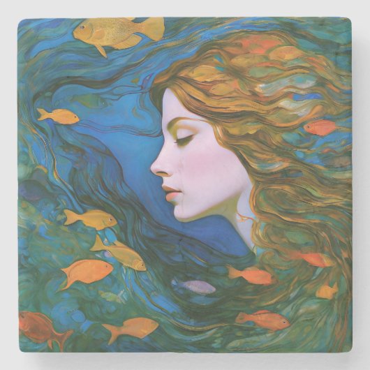 “Thalassa” - Vrouwen in water Stenen Onderzetter (Voorkant)