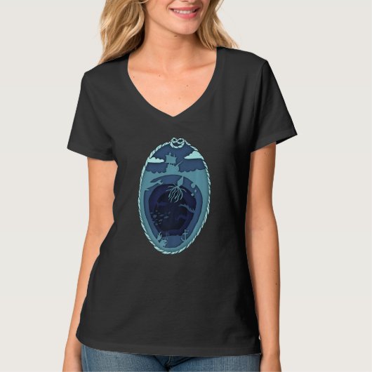 Thalassophobia Ocean Pirate Ship in the Deep Sea f T-shirt (Voorkant)