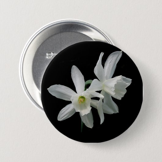 Thalia Narcissus Black en White Daffodil Button (Voorkant /achterkant)