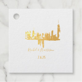 Thames London Painted Landscape Ink Art Wedding Bedankjes Labels