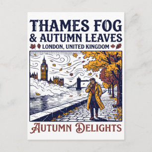 Thames Mist En Herfstbladeren Londen Verenigd Koni Briefkaart