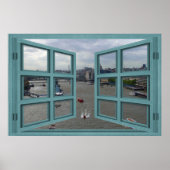 Thames River Through A 6 Pane Open Window Poster (Voorkant)