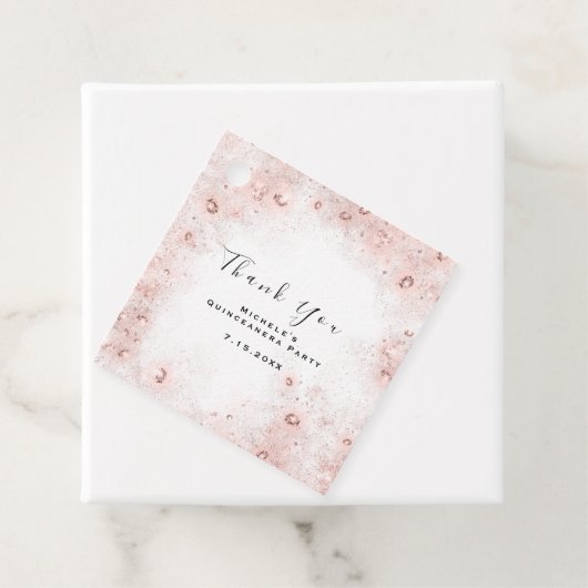 Than You Bridal 16th Quinceanera White Confetti Bedankjes Labels (In situ)