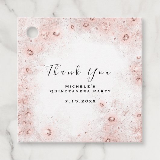 Than You Bridal 16th Quinceanera White Confetti Bedankjes Labels (Voorkant)
