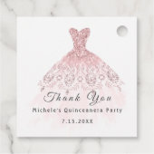 Than You Bruid 16de Quinceanera Feest Roze Roos Bedankjes Labels (Achterkant)