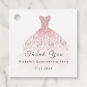 Than You Bruid 16de Quinceanera Feest Roze Roos Bedankjes Labels (Voorkant)