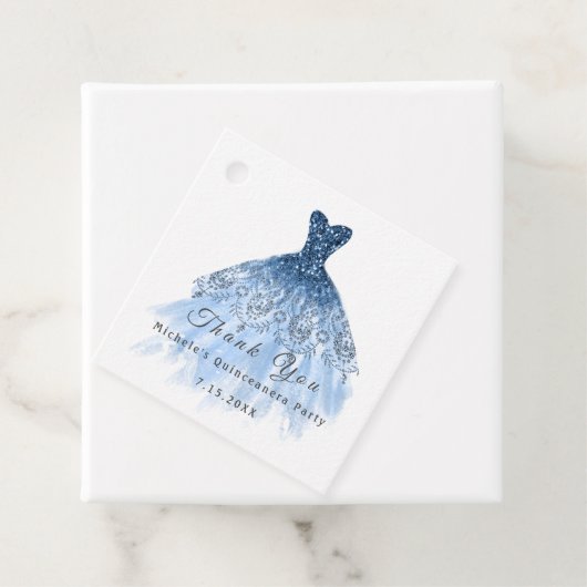 Than You Bruids 16de Quinceanera Feestje Blauw Mar Bedankjes Labels (In situ)