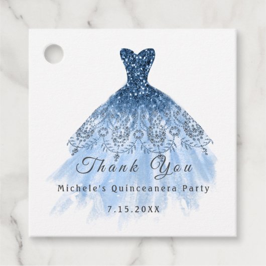 Than You Bruids 16de Quinceanera Feestje Blauw Mar Bedankjes Labels (Voorkant)