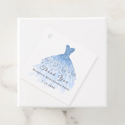 Than You Bruids 16de Quinceanera Feestje Blauwe Pa Bedankjes Labels (In situ)