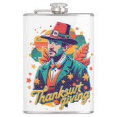 Thancksgiving Flask, Funny Flask, Thanksgiving Dri Heupfles (Voorkant)