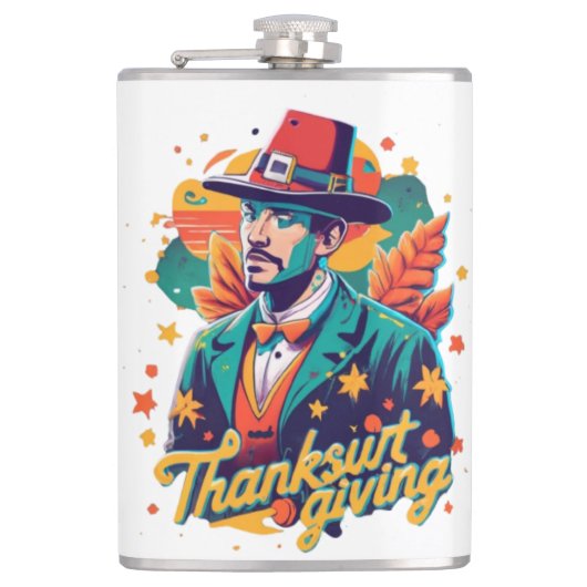 Thancksgiving Flask, Funny Flask, Thanksgiving Dri Heupfles (Voorkant)