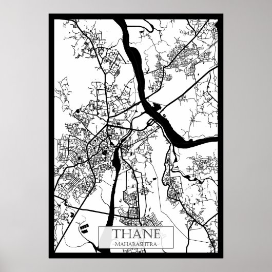 Thane Maharashtra Kaart Poster (Voorkant)