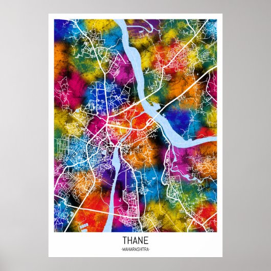 Thane Maharashtra Kaart Poster (Voorkant)