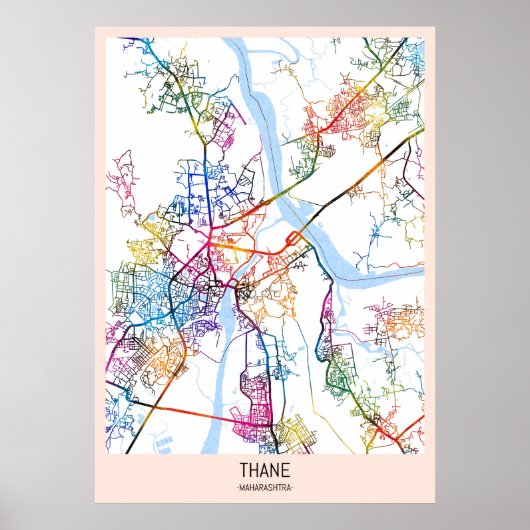 Thane Maharashtra Kaart Poster (Voorkant)