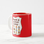 Thank a Worker Today Diversity Workers Design Tweekleurige Koffiemok (Voorkant links)