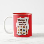 Thank a Worker Today Diversity Workers Design Tweekleurige Koffiemok (Links)