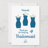 Thank Bridesmaid with Dresses in Blue Shades Bedankkaart (Voorkant)