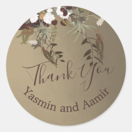 ThanK Jij trouwt met Rustic Floral Elegant Ronde Sticker