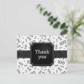 Thank You 100th Number Pattern Black/White Briefkaart (Staand voorkant)