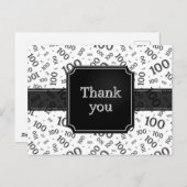 Thank You 100th Number Pattern Black/White Briefkaart (Voorkant / Achterkant)