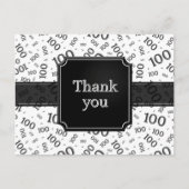 Thank You 100th Number Pattern Black/White Briefkaart (Voorkant)
