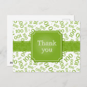 Thank You 100th Number Pattern Green/White Briefkaart (Voorkant / Achterkant)