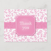 Thank You 100th Number Pattern Pink/White Briefkaart (Voorkant)