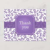 Thank You 100th Number Pattern Purple/White Briefkaart (Voorkant)