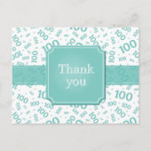 Thank You 100th Number Pattern Teal/White Briefkaart (Voorkant)