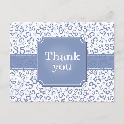 Thank You 35 Number Pattern Blue/White Briefkaart (Voorkant)