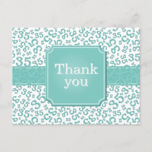 Thank You 35 Number Pattern Teal/White Briefkaart (Voorkant)