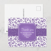 Thank You 40 Number Pattern Purple/White Briefkaart (Voorkant / Achterkant)