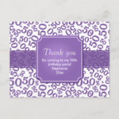 Thank You 50 Random Number Pattern Purple/White Briefkaart (Voorkant)