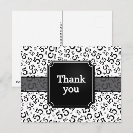Thank You 55 Number Pattern Black/White Briefkaart (Voorkant / Achterkant)