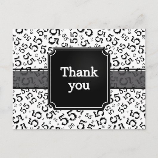 Thank You 55 Number Pattern Black/White Briefkaart (Voorkant)
