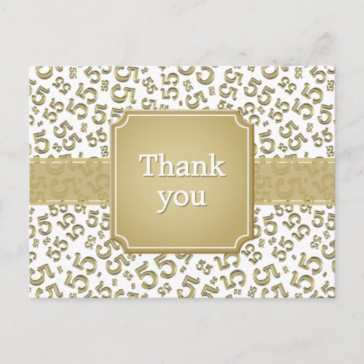 Thank You 55 Number Pattern Gold/White Briefkaart (Voorkant)