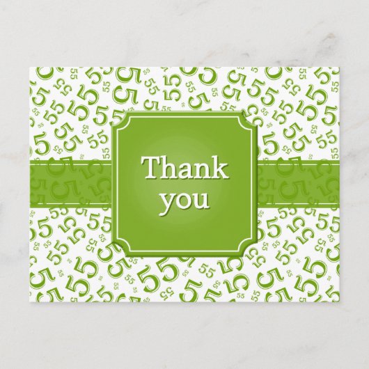 Thank You 55 Number Pattern Green/White Briefkaart (Voorkant)