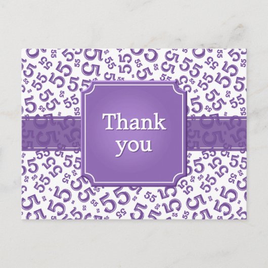 Thank You 55 Number Pattern Purple/White Briefkaart (Voorkant)