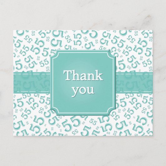 Thank You 55 Number Pattern Teal/White Briefkaart (Voorkant)