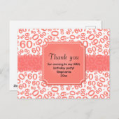 Thank You 60 Random Number Pattern Coral/White Briefkaart (Voorkant / Achterkant)