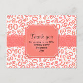 Thank You 60 Random Number Pattern Coral/White Briefkaart (Voorkant)