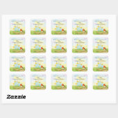 Thank You 60th Birthday Robin with Daffodil Cake Vierkante Sticker (Vel)