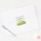 Thank You 60th Birthday Robin with Daffodil Cake Vierkante Sticker (Envelop)