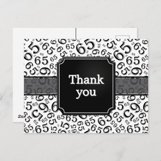 Thank You 65 Number Pattern Black/White Briefkaart (Voorkant / Achterkant)