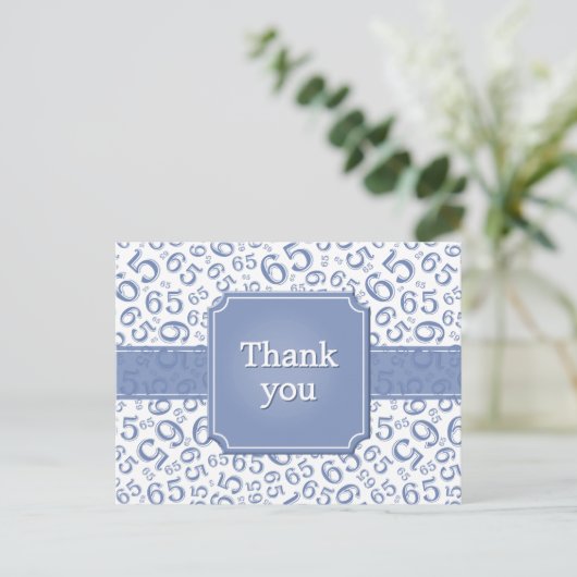 Thank You 65 Number Pattern Blue/White Briefkaart (Staand voorkant)