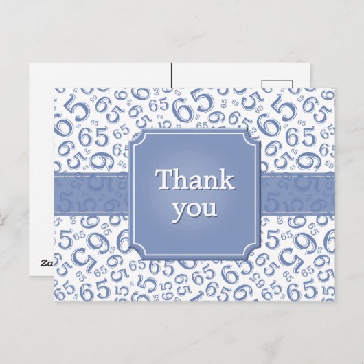 Thank You 65 Number Pattern Blue/White Briefkaart (Voorkant / Achterkant)