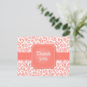 Thank You 65 Number Pattern Coral/White Briefkaart (Staand voorkant)