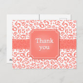 Thank You 65 Number Pattern Coral/White Briefkaart (Voorkant / Achterkant)